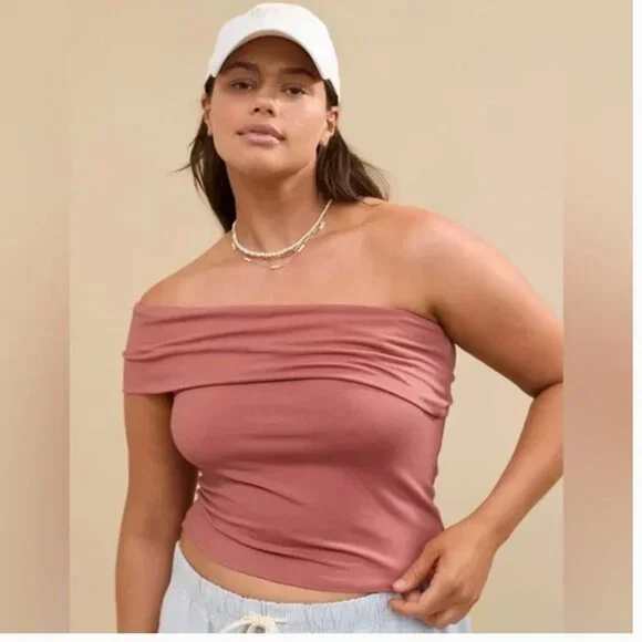 Aerie Chill Up Convertible Off The Shoulder Top Y2K Casual - Picture 2 of 4